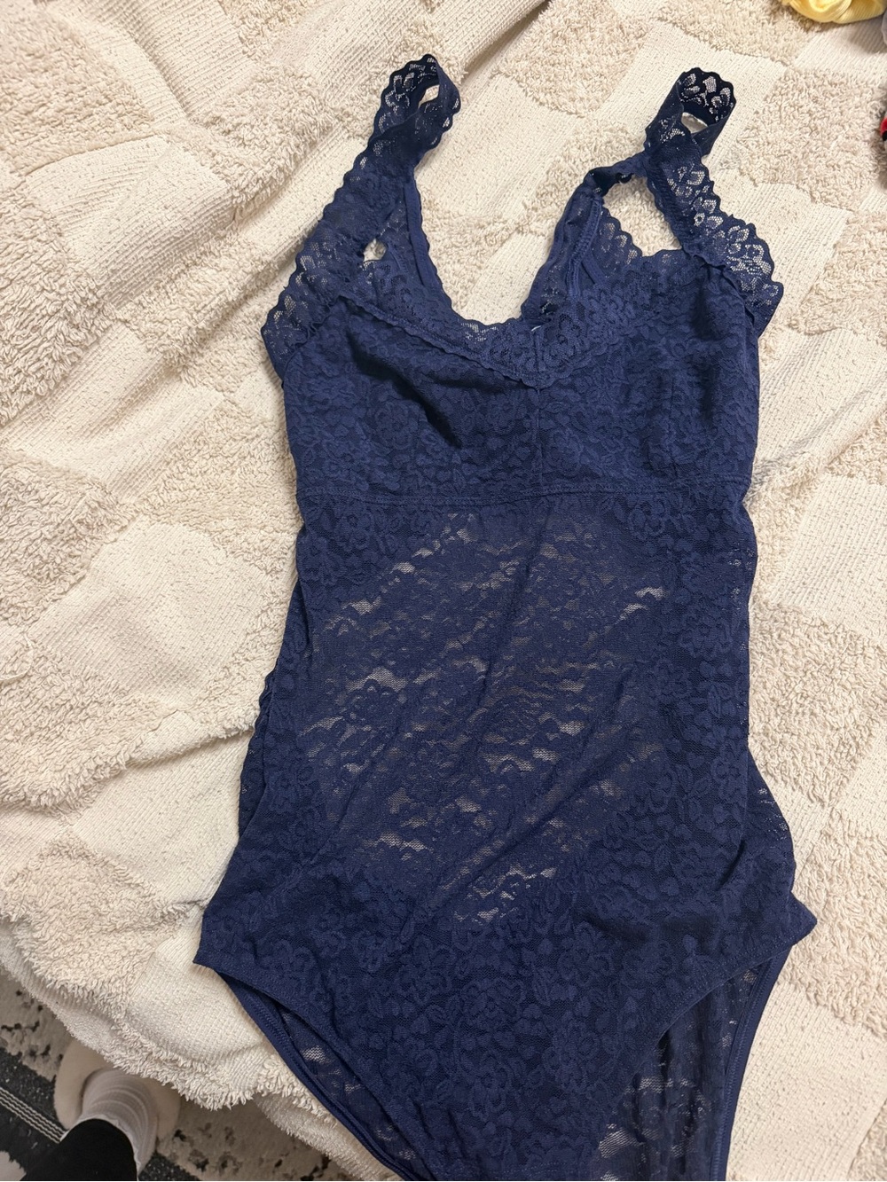 aerie Navy Lace Bodysuit Chemise